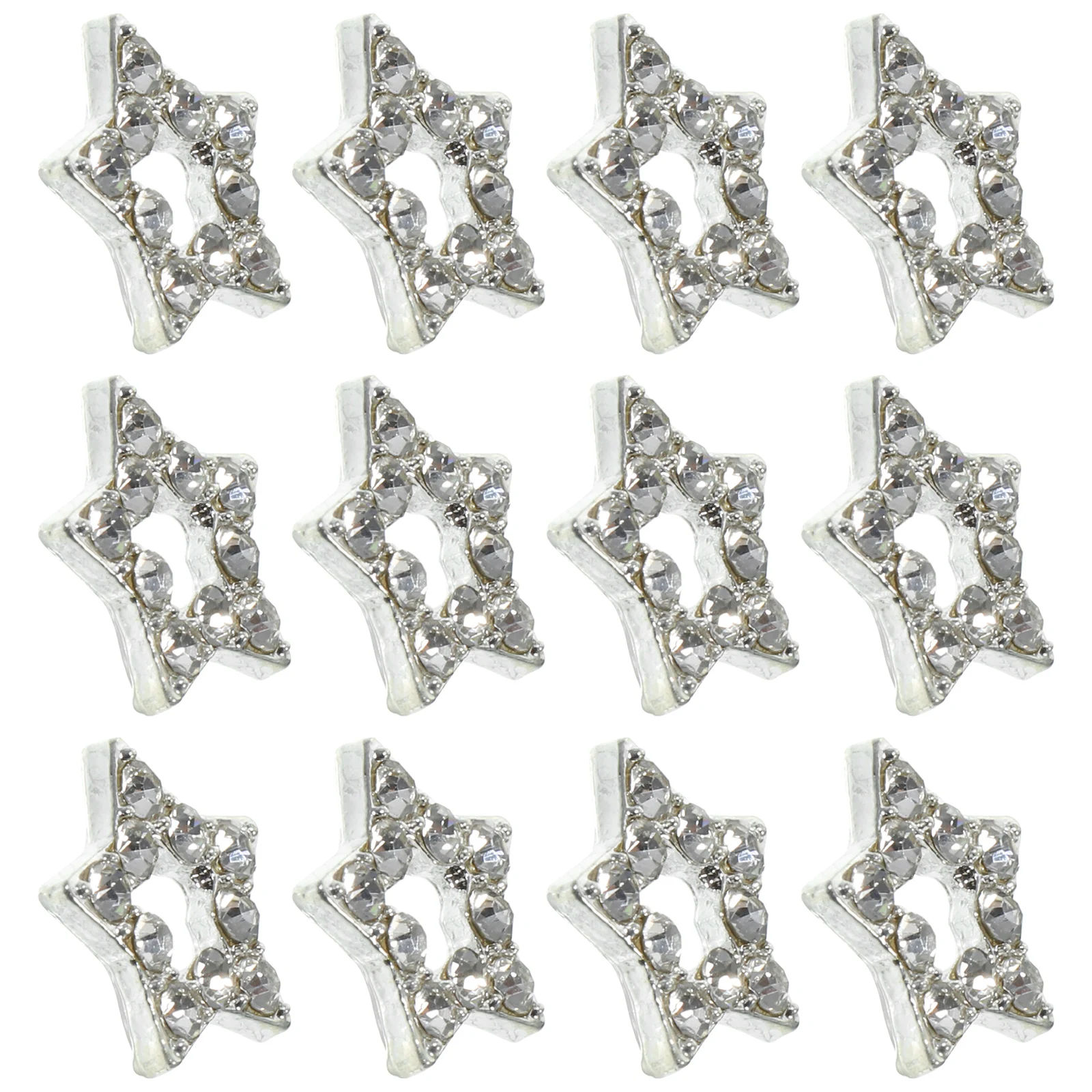 

12 Pcs Five-pointed Star Nail Art Jewelry Rhinestones Kit Charm Alloy Charms Decor Gems for Nails Three-dimensional