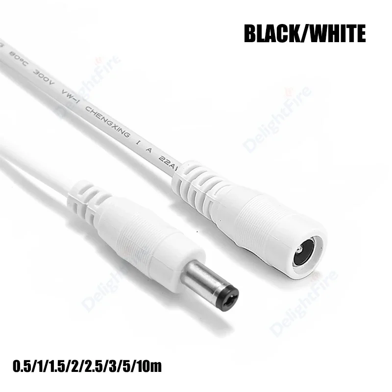 

DC Power Cable 22/20AWG 5.5mm x 2.1mm Extension Cord 1M/2M/3M/5M/10M Male To Female DC Cable For CCTV Security Cameras LED Strip