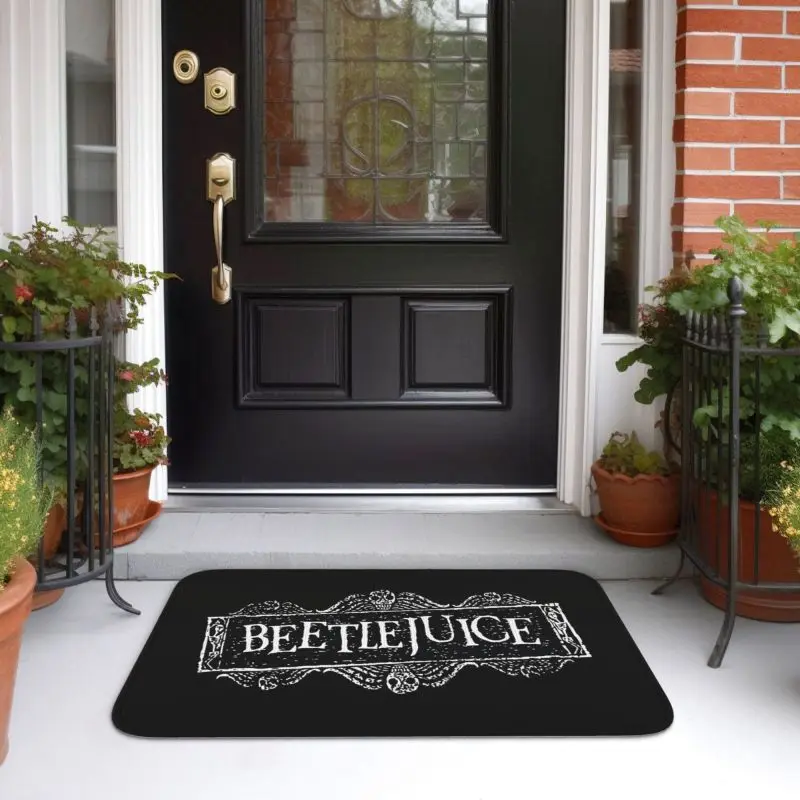 Custom Horror Movie Beetlejuices Doormat Mat Anti-Slip Tim Burton Kitchen Bath Balcony Living Room Welcome Rug Carpet Footpad