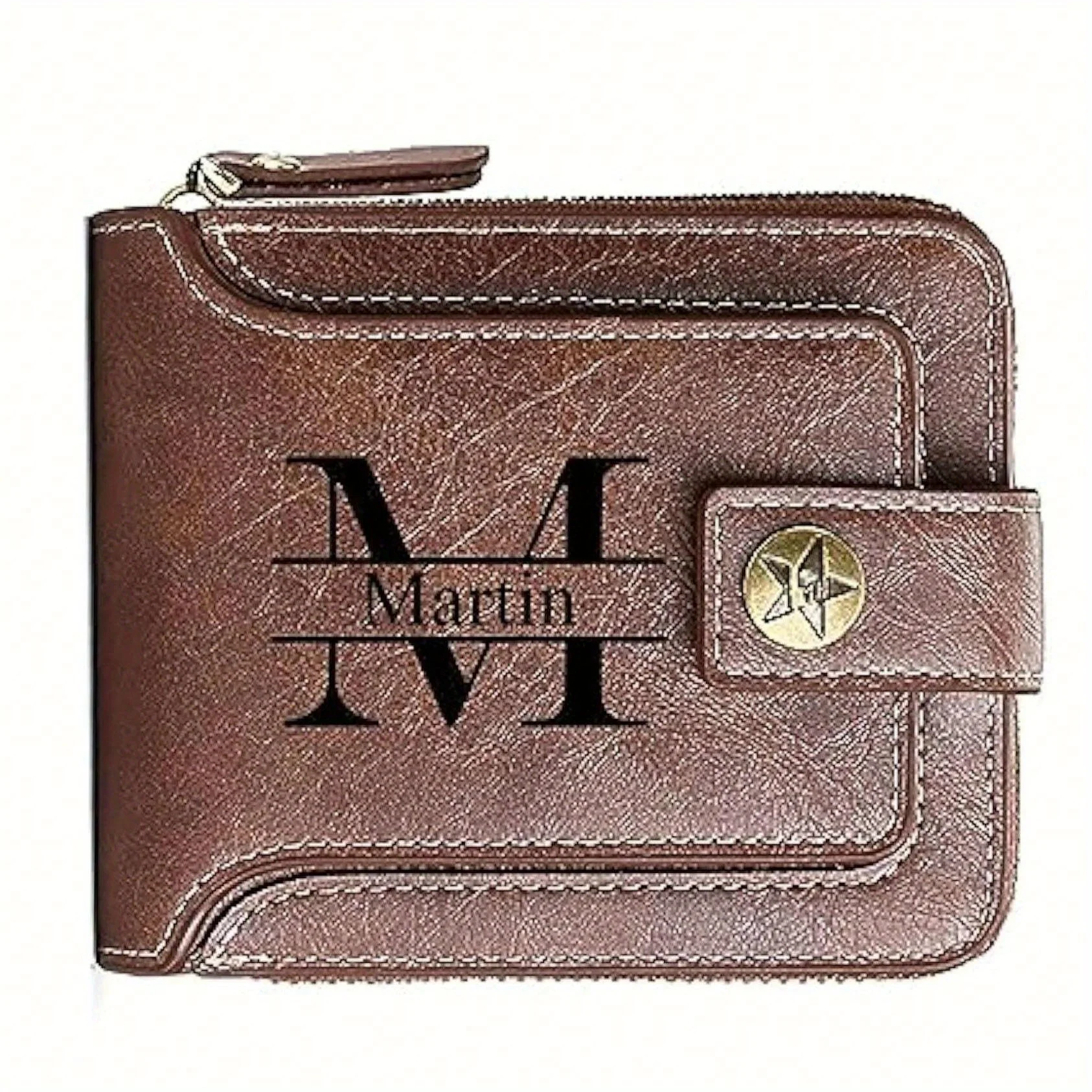 Personalized Men Wallet, Custom Engraved Birthday/Anniversary Wallets for Men Synthetic Leather Bifold Unique Customized Gift