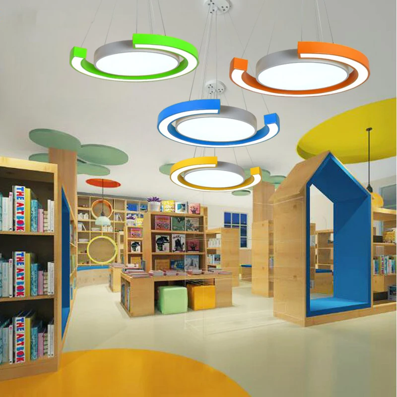 

Modern Garden Ring Pendant Lamps Office Modeling Light Personalized Kindergarten Ceiling Lamp Creative Amusement Park LED Lights