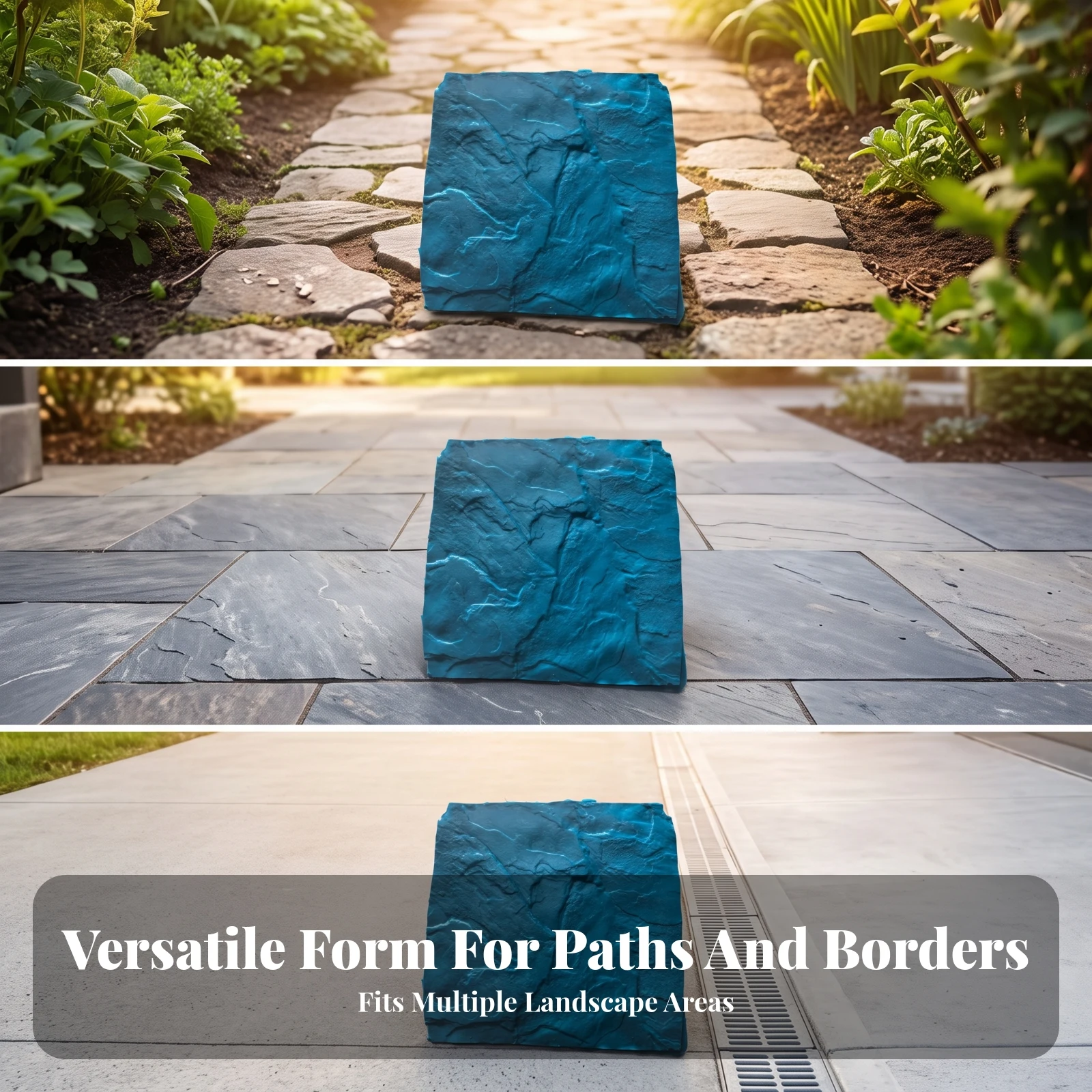 Concrete Stamping Mold Decorative Concrete Stamp with Stone Texture Construction Tool Professional for Landscapers, Garden Path