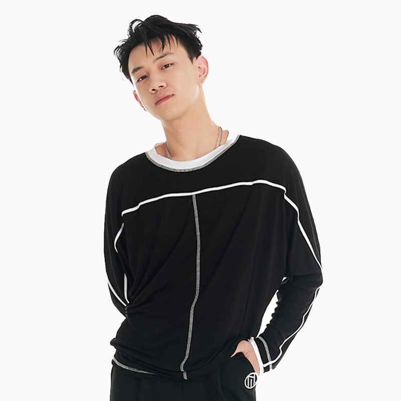 

New Male Latin Dance Practice Clothes For Adult Black Long Sleeve Tops Samba Chacha Tango Dress Latin Dance Tops For Men DN20568