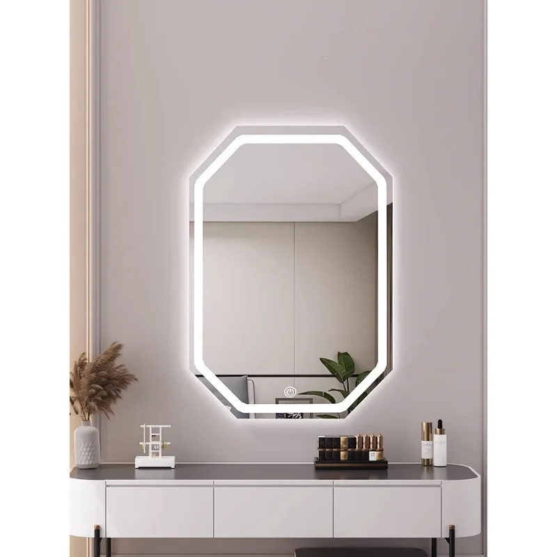 YFY dresser mirror with lamp dressing mirror wall hanging without punching, bedroom upper wall intelligent luminous diamond