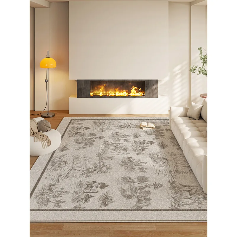 Grey Vintage Carpet Luxury Cream Style Soft Bedroom Rug Fluffy Baby Room Carpet Kids Play Mat Large Home Center Rug