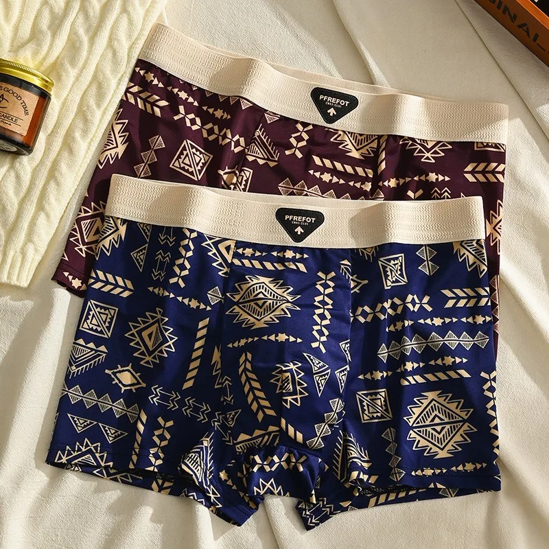 

Ice Silk Men's Flat Shorts Panties Breathable Thin Summer Male Boxers U Convex Pouch Underwear Mid Waist Plus Size Шорты Мужские