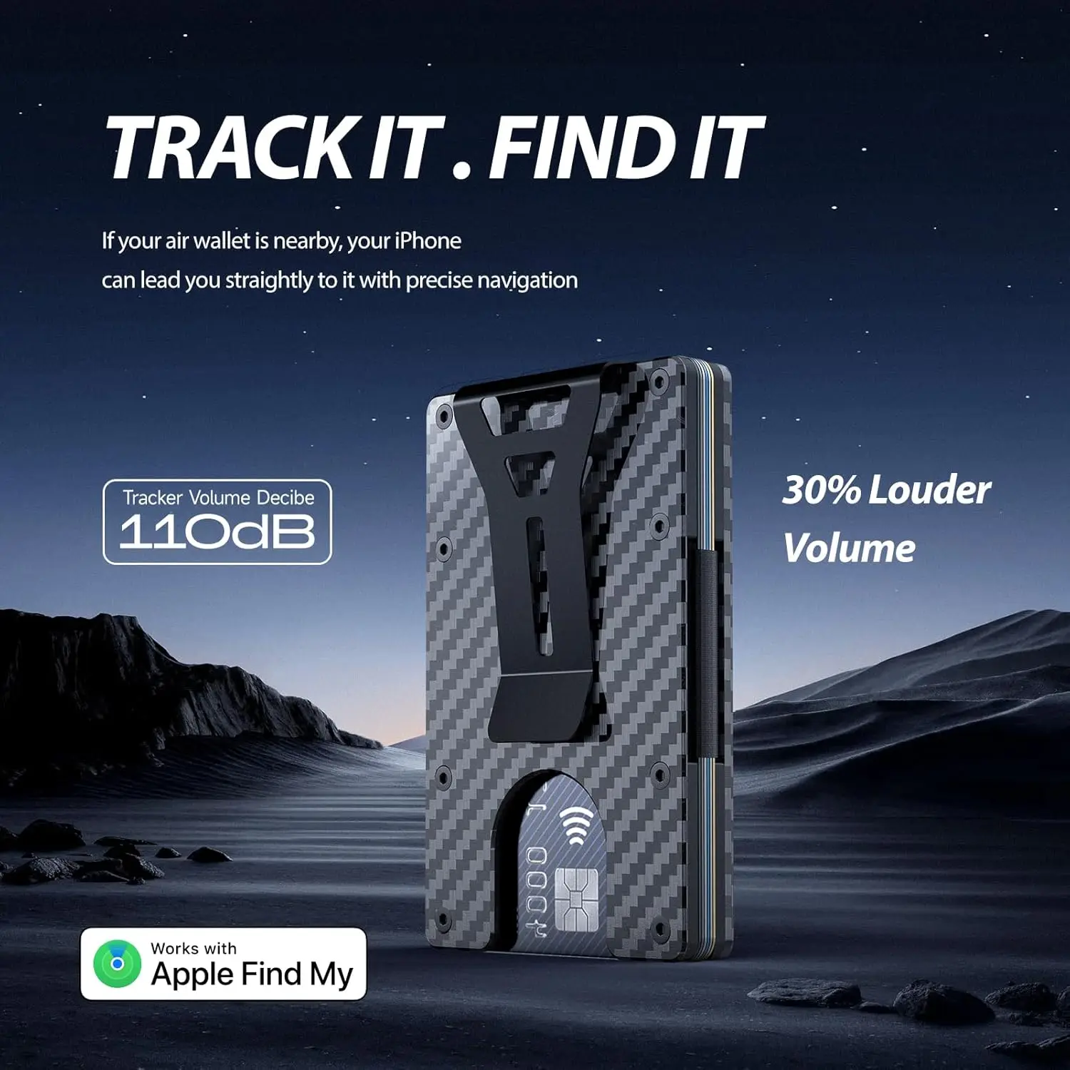 محفظة معدنية ذكية مدمجة Find My Tracker (iOS فقط)، تصميم معدني يحجب RFID، يحمل 12 بطاقة ومشبك نقدي قابل للإزالة