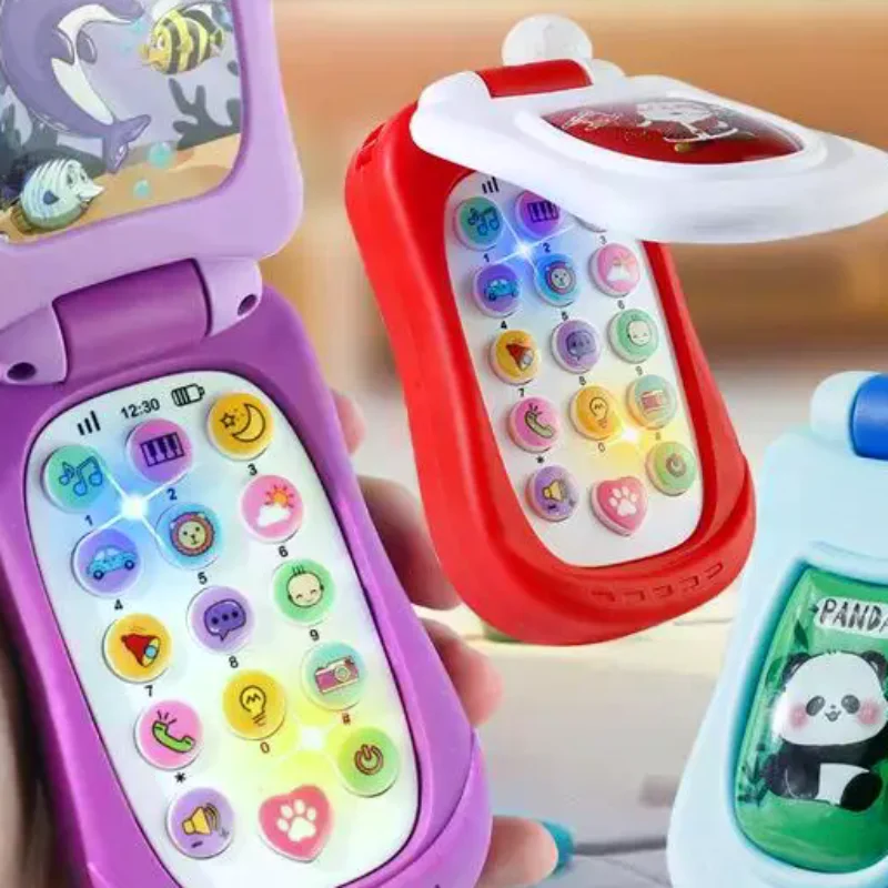 

Cartoon Simulation Flip Phone Educational Music Phone Toy Toddler Education Early Voices Toys For Children's Day Gifts