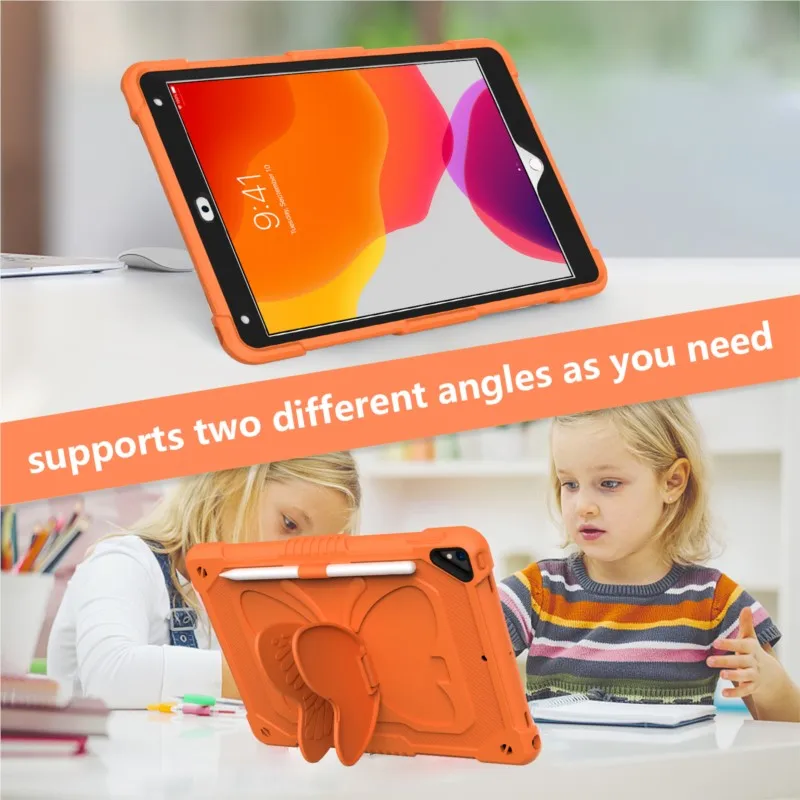 For iPad 7th 8th 9th 10.2' Air3 10.5' 10th 10.9' iPad A16 2025 11' Children's Pen Tray Butterfly Tablet Case Kids Both Men Women