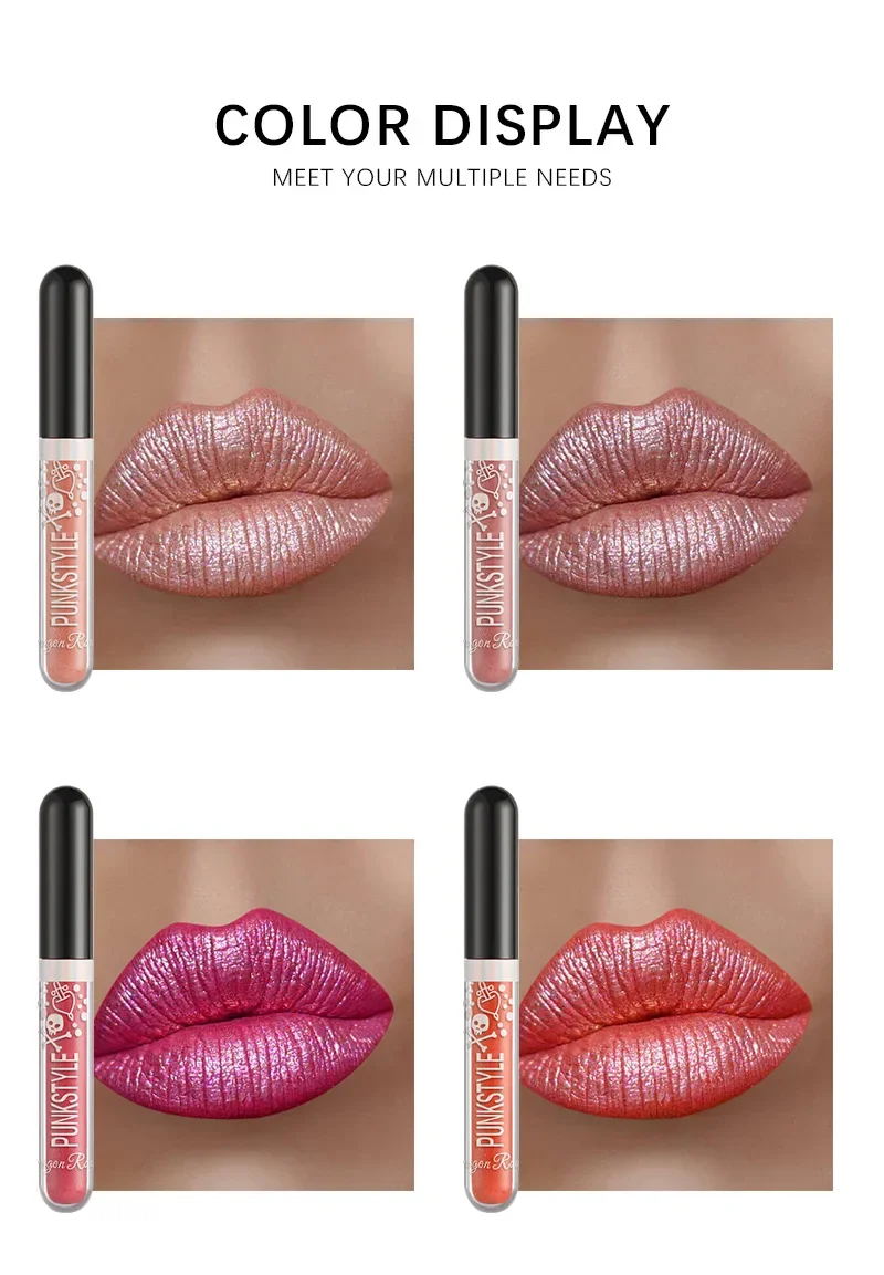 Conjunto impermeável glitter lip gloss para mulheres, batom hidratante, tinta labial duradoura, maquiagem de Halloween, cosméticos de diamante, presentes