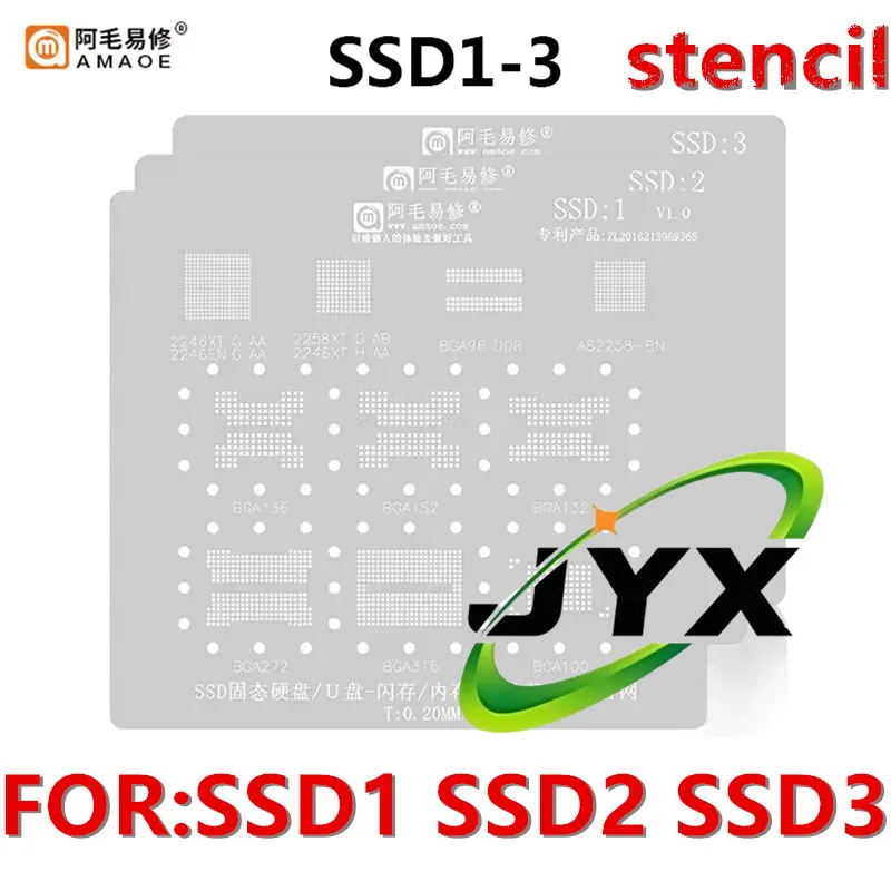 Amaoe SSD1 SSD2 SSD3 BGA Reballing Stencil Template For DDR SSD NAND Memory IC Tin Plant Net