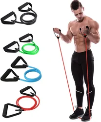 5 Levels Resistance Bands with Handles Yoga Pull Rope Elastic Fitness Exercise Tube Band for Home Workouts Strength Training