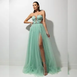 Customized Casual Net Pleat A-line Strapless Long Dresses Bespoke Occasion Dresses Classic Exquisite Modern Style Pastrol Unisex