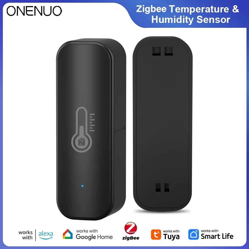 ZigBee Smart Temperatur- und Feuchtigkeitssensor, batteriebetrieben, Tuya ZigBee Smart Home Security, funktioniert mit Alexa, Google Home (schwarz)