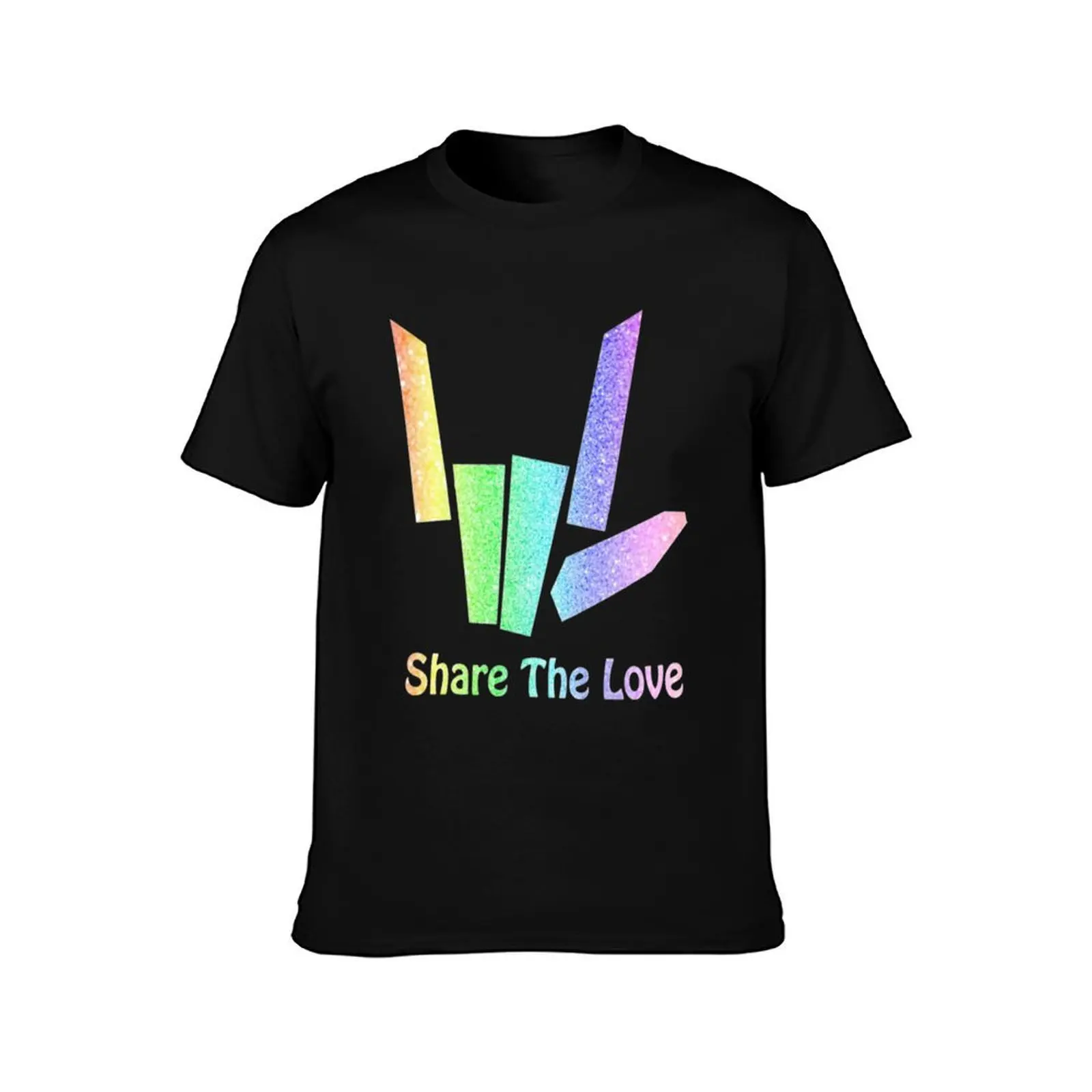Rainbow Share The Love T-Shirt, Summer Casual Cotton Tee, Oversized Streetwear Tops, Vintage Graphic Print, Unisex Men Women