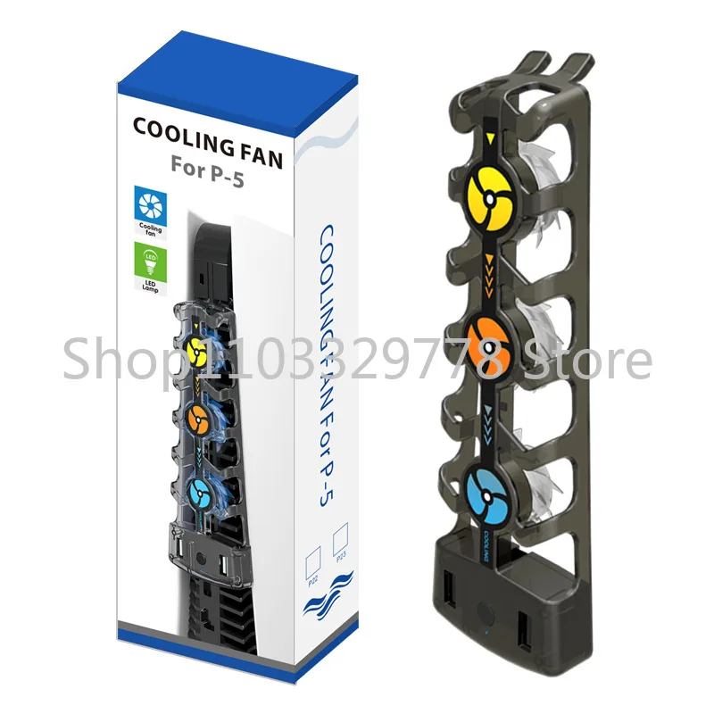 Ps5 Main Engine Cooling Fan Hollow Cooling Radiator Multi-Color LED Light the Third Gear Cooling Fan Accessories