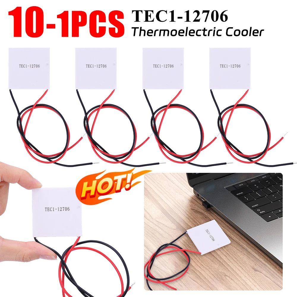 1-10PCS TEC1-12706 Heatsink Thermoelectric Cooler 12V 5.8A Peltier Elemente Module 40x40MM for Cooling for Power Generation