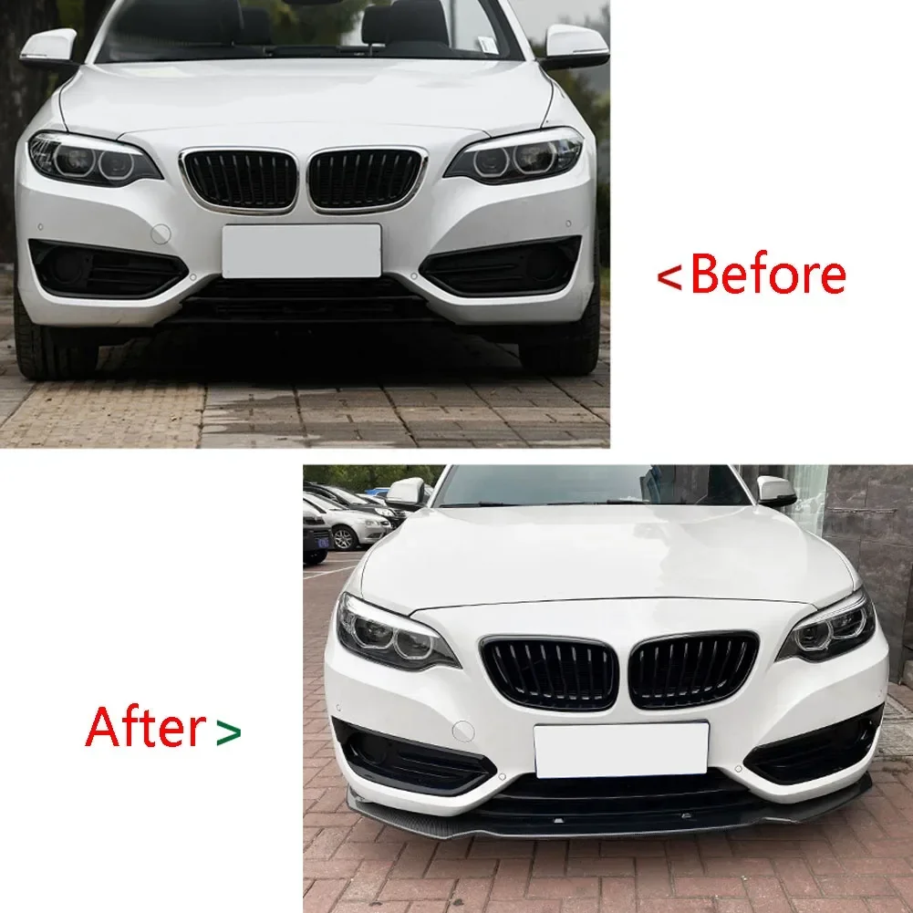 Three Stage Front Lip Splitter Spoiler Side Lower Splitters Body Kit For BMW 2 Series F22 220i 225i 228i 2014-2019