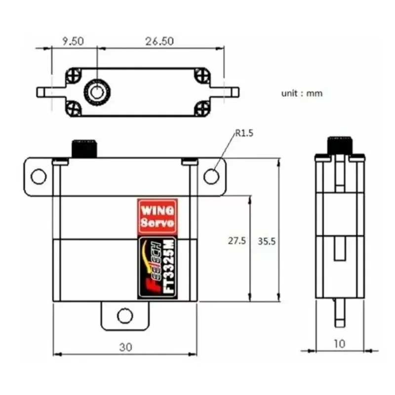 Servos d'aile FT3325P RC 6kg.cm, Servo numérique haute vitesse avec boîte de vitesses en métal, corps mince pour Drone RC à aile fixe, Robot comme Servo JX