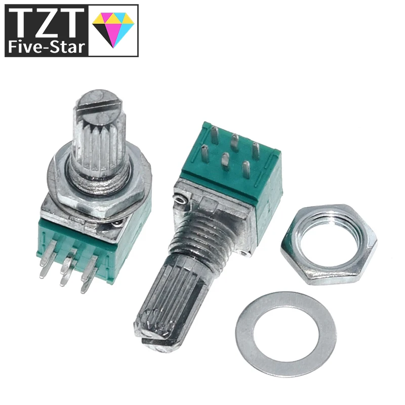 1/5/10pcs/lot RK097G 6Pin 5K 10K 20K 50K 100K B5K with a switch audio shaft 15mm amplifier sealing potentiometer