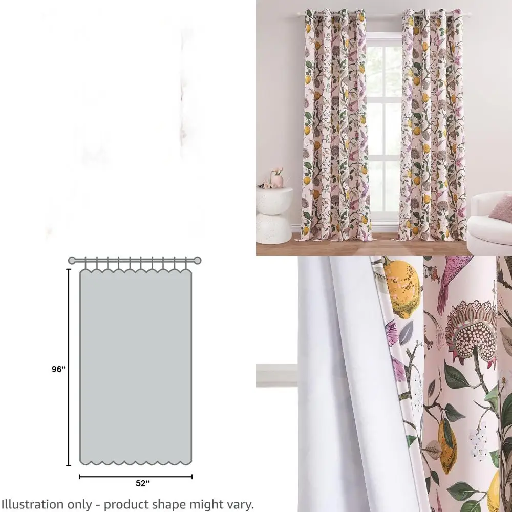 

Vintage 96 Dusty Rose Floral Curtains with Hummingbirds, Heat and Sound Insulating, Perfect for Kids and Living Rooms