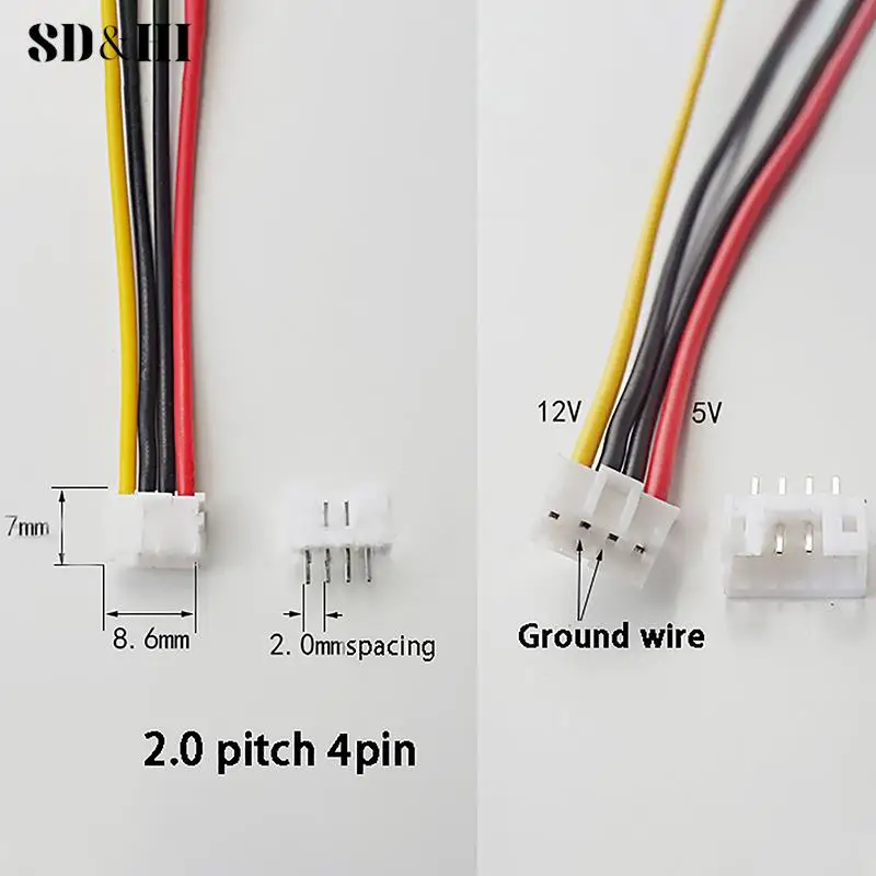 PH 2.0mm 4Pin Small Type To 15Pin HDD SATA Power Supply Cable Cord 20AWG Wire For Industrial All-in-one HD Mini 5V 12V