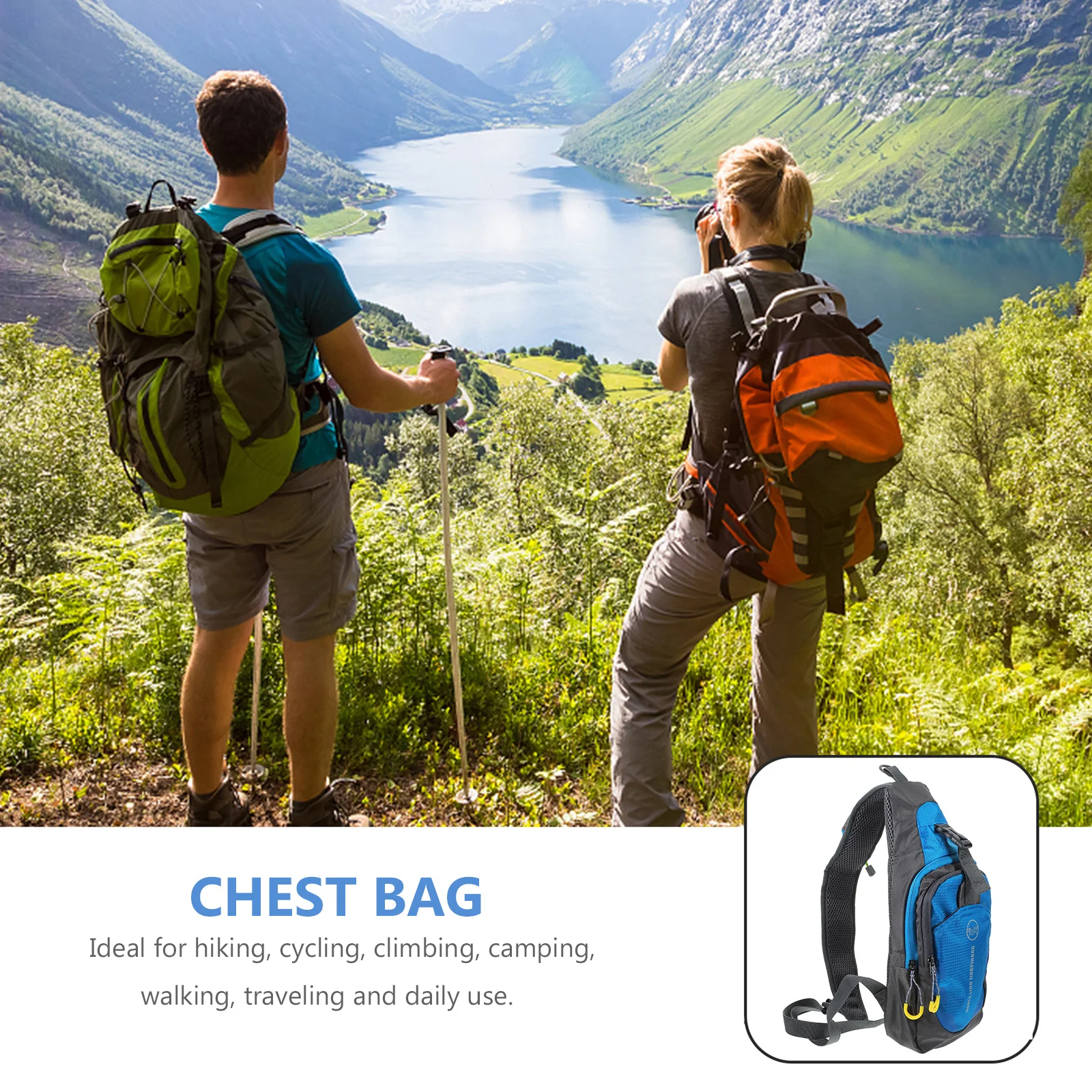 

Sling Bag Waterproof Wear Resistant Adjustable Shoulder Strap for Hiking Camping Travel Crossbody Chest Bag Sports Blue