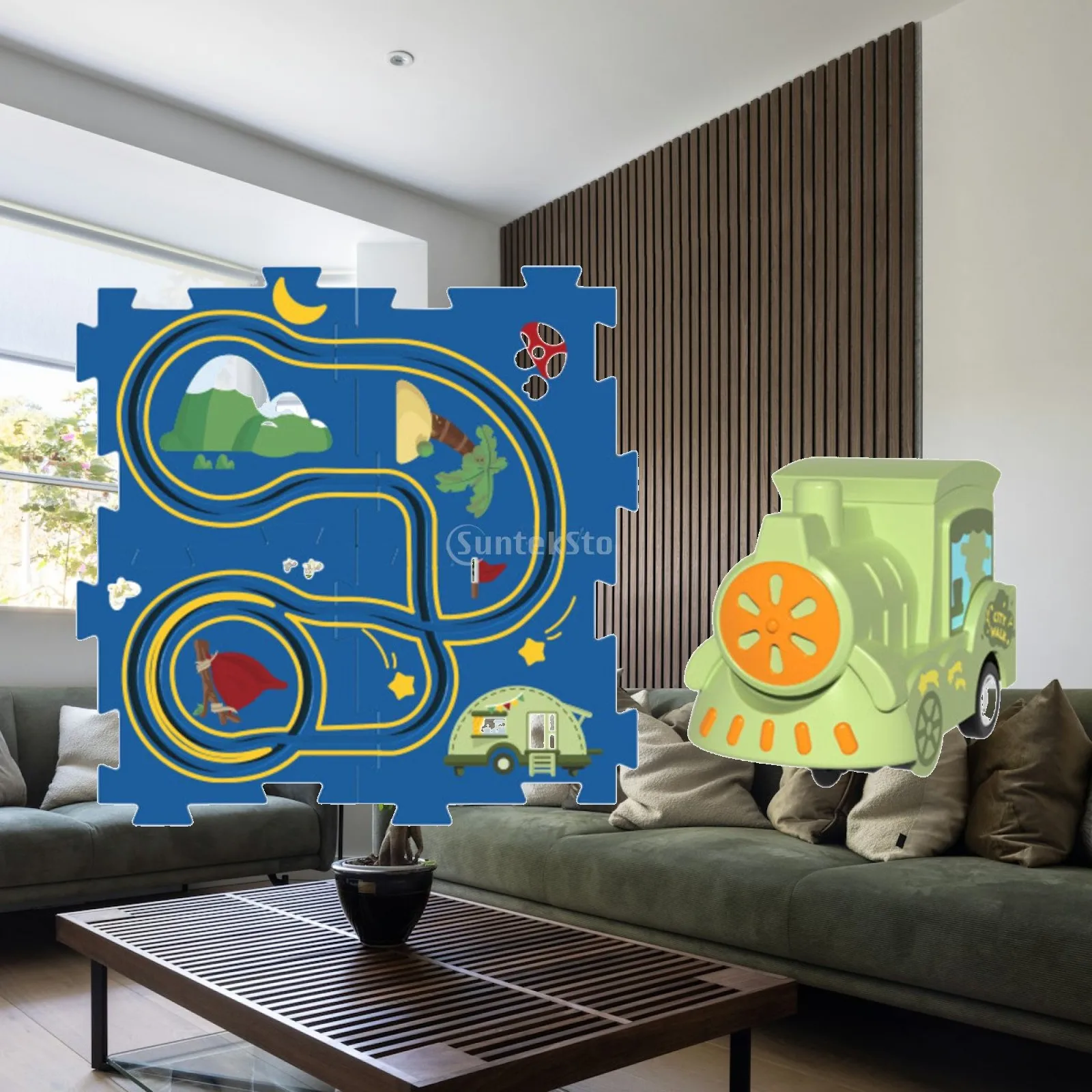 Puzzle Tracks Jigsaw Set Learning Toys Vehicle Puzzle Play Mat Jigsaw Track Toy Vehicle for Boys Toddlers Girls Children Gifts