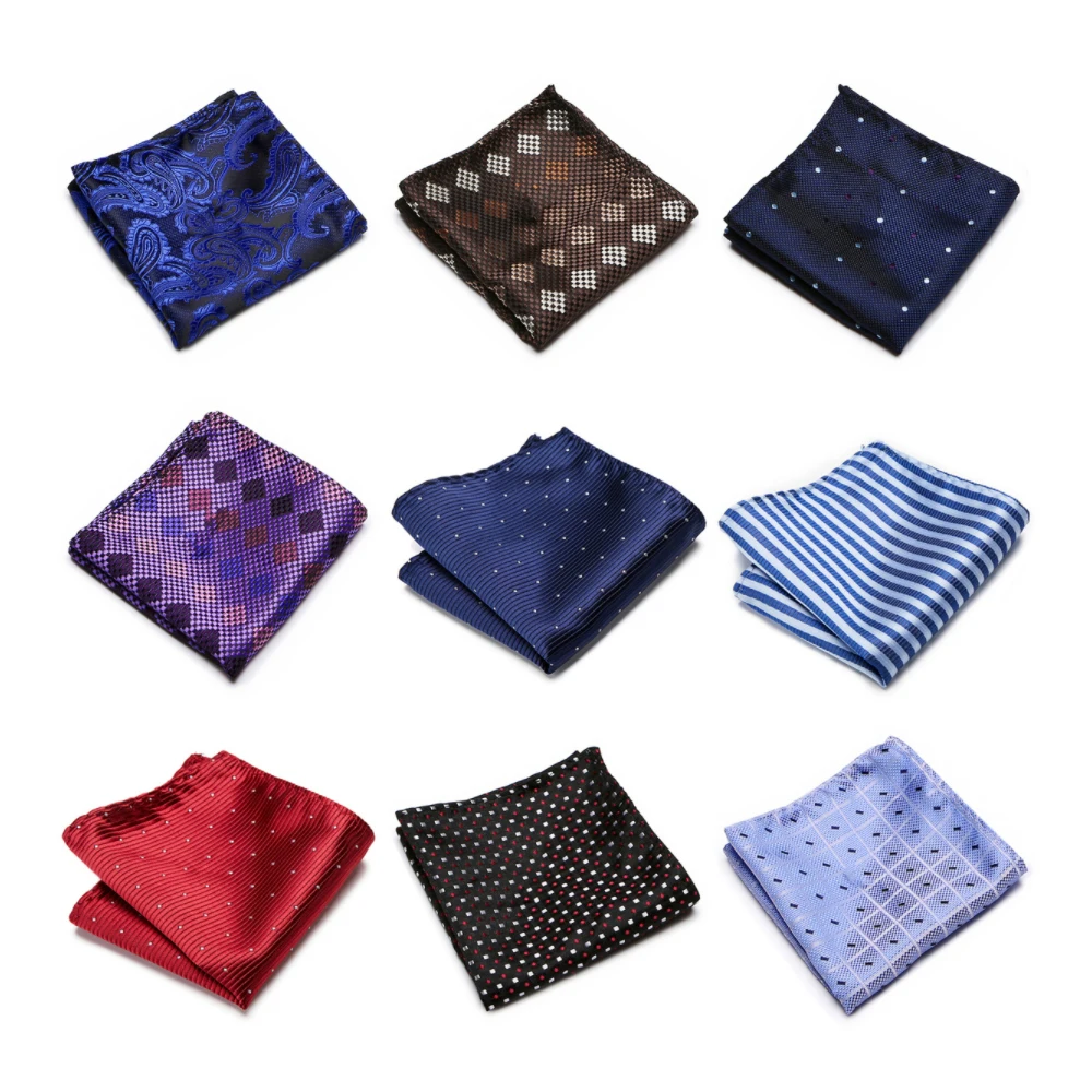 Brand Fashion Pocket Square Handkerchief Silk Kerchief Man's Shirt Accessories Striped Dark Red Father's Day Gift