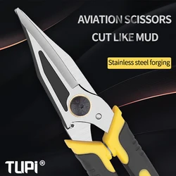 TUPI Professional Aviation Scissors - Forged Steel Sheet Metal Cutter for Gutter/Roofing | Anti-Slip Grip & Rustproof Design