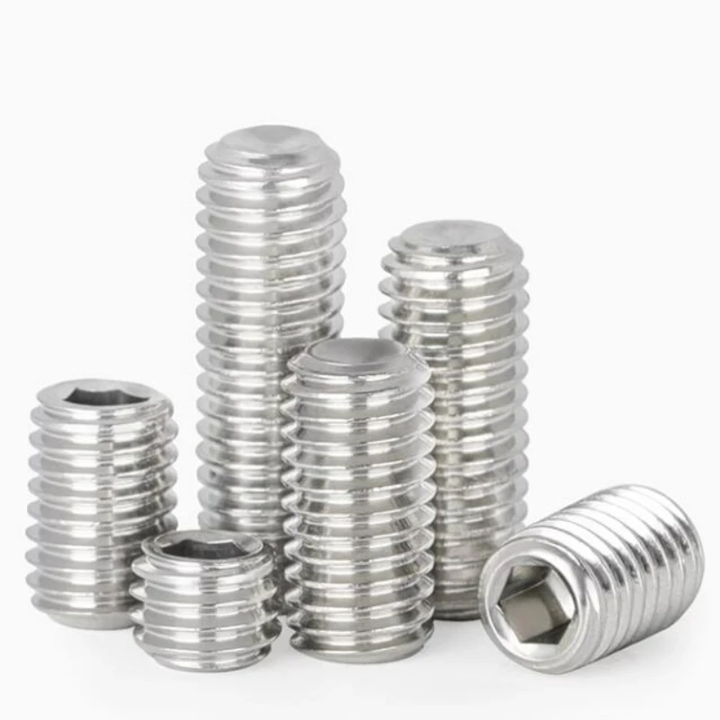 10-200PC M1.6 M2 M2.5 M3 M4 M5 M6 M8 M10 304 Stainless Steel Internal Hexagonal Concave End Set Screw Headless Machine Top Screw