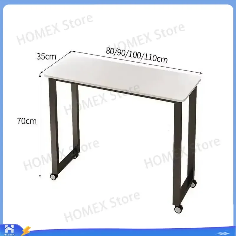 Portable Nail Table with Wheels Single Layer Mobile Manicure Desk Beauty Salon Furniture Rolling Workstation for Nail Tech