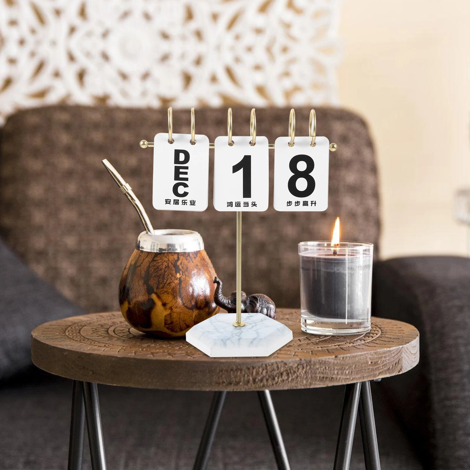 

1pc Reusable Flip Perpetual Desk For Home Office Standing Tabletop Calendar Creative Metal Desktop Decoration Farmhouse Vintage