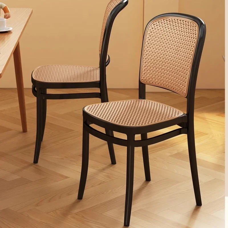 Sillon Makeup Dining Chair Italian Style Luxury Black Rattan Mobile Dining Chairs Cushions Chairs Comedor Kitchen Furnitures