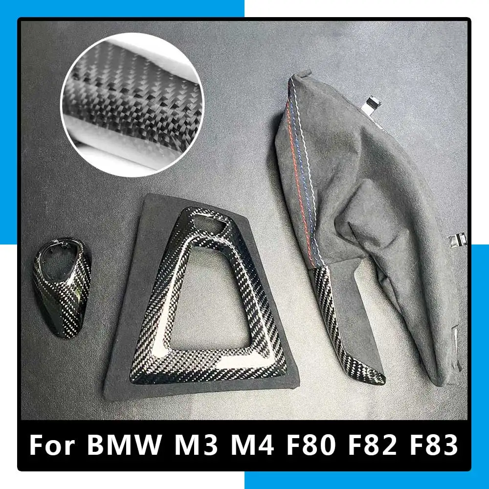 

For BMW M3 M4 F80 F82 F83 Coupe M Performance 2014+ LHD RHD Genuine Carbon Fiber Replace Gear Knob Handbrake Console Panel Cover