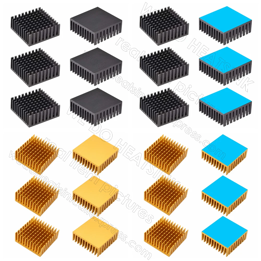 

Aluminum Heatsink 35x35x14mm / 1.38x1.38x0.55" Black / Gold Electronics Integrated Circuit Heat Dissipation Aluminum Heatsink