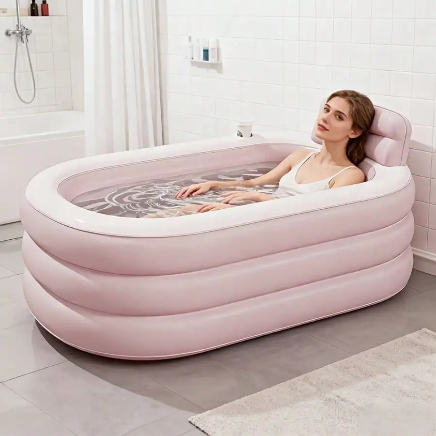 Adult Inflatable Bathtub, Foldable And Portable For Bathing, Equipped With Comfortable Backrest, Made Of Thick And Durable Materials, Designed For Easy Storage And Quick Assembly, Perfect For Saving Space And Relaxing In The Bathtub At Home