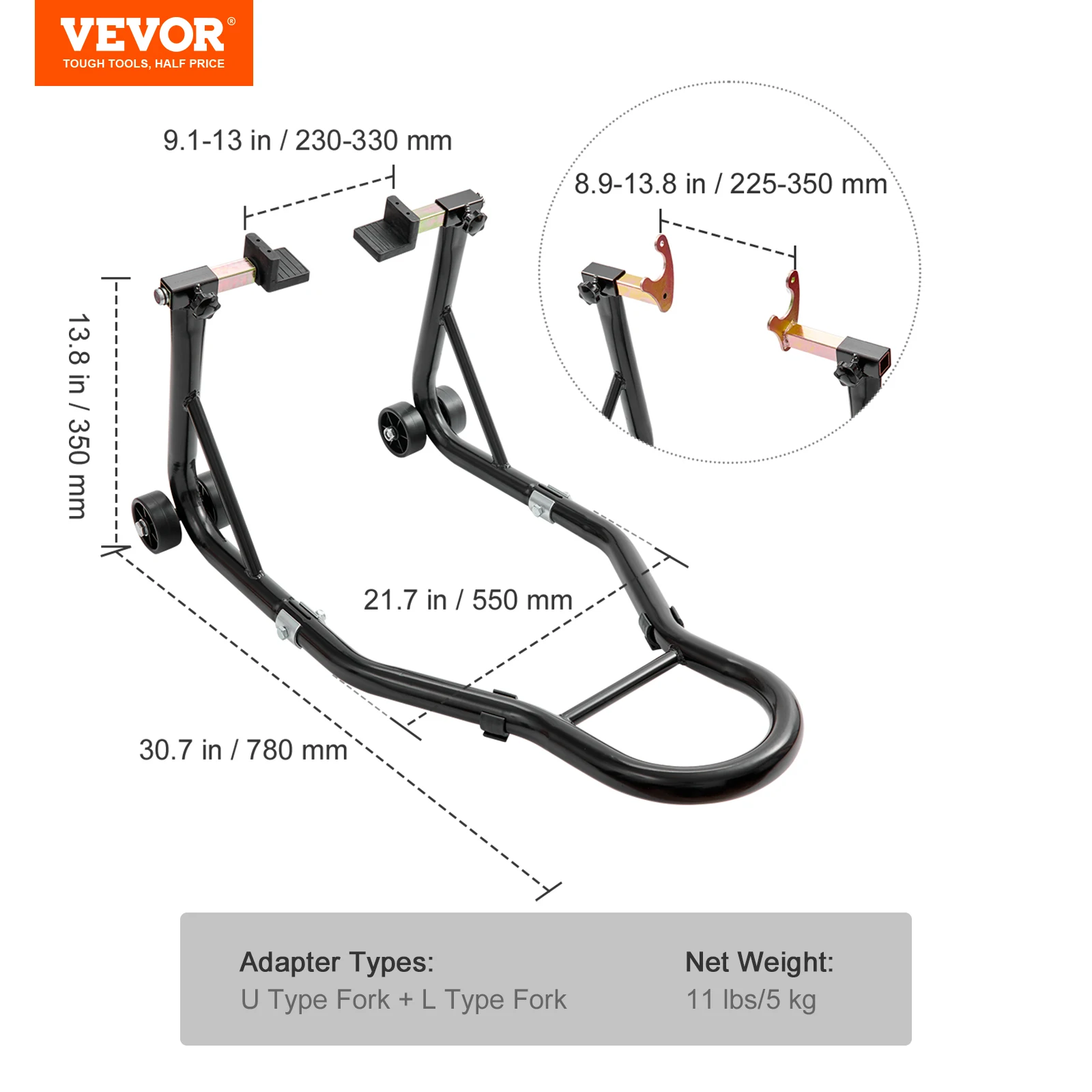 SucceBuy Motorcycle Stand Lift 850lbs Voor Achter Combo Stand Lift Stand Voor- en Achterwiel Vork Stand Zware Achterwiel Stand