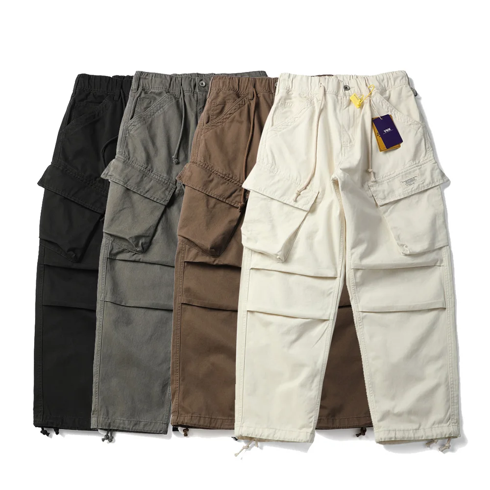 

Men Multi-pocket Top Quality Cotton Loose Casual Japanese Streetwear Fashion Wide Leg Track Cargo Pants Couple Baggy Trouser