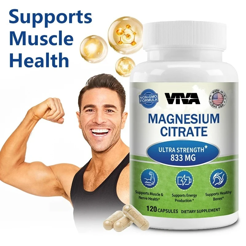 Magnesium Citrate, Relaxing Sleep, Supports Nerve and Muscle Function, Promotes Heart Health, Non-GMO, 120 Capsules