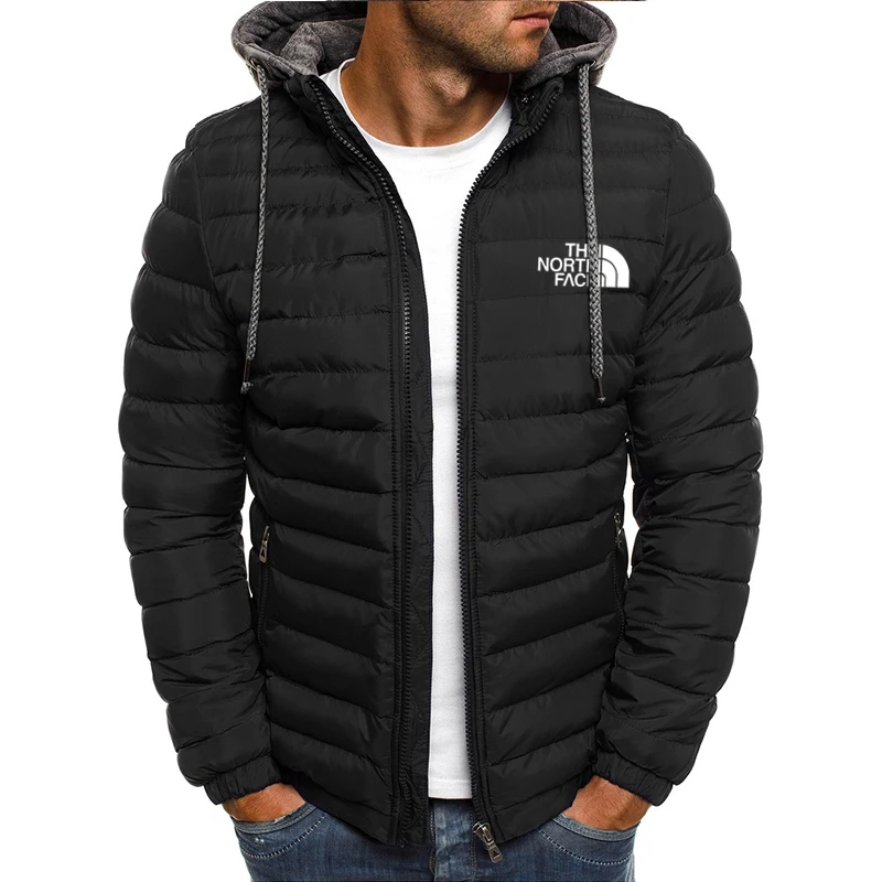 Chaqueta cortavientos con capucha para hombre, abrigo parka cálido, informal y cómodo, chaqueta con cremallera para exteriores, moda urbana, camping, invierno