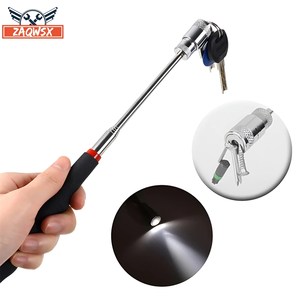 Magnetic Picker Mini Portable Telescopic Magnetic Magnet Pen with Light for Picking Up Nut Bolt Extendable Pickup Rod Stick