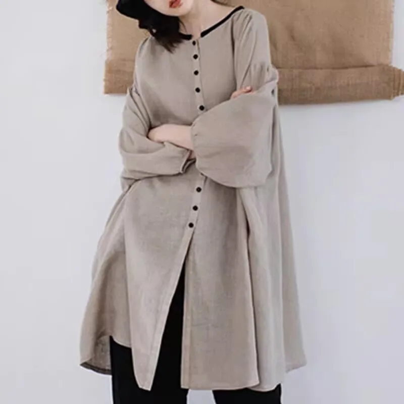Ele Oversized Long Open Cardigan Spring Autumn Casual Sle Agel Faion Commute Wear Single Piece Medium Weight