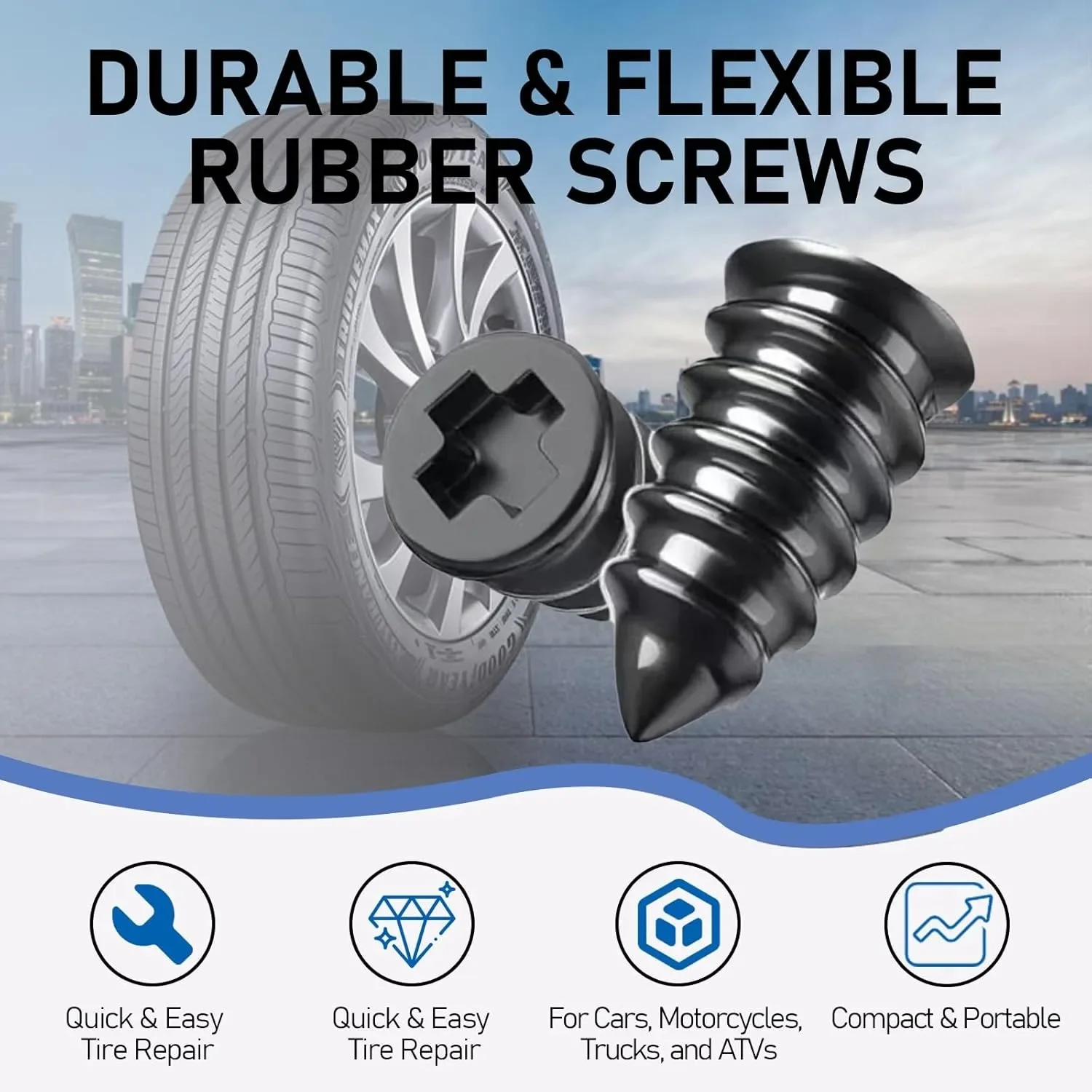 

Car Tubeless Vacuum Tyre Puncture Repair Kit Rubber Tire Patch Plug Screw Nails Tire Repair Tools Fix Plug Flats Nail L/S