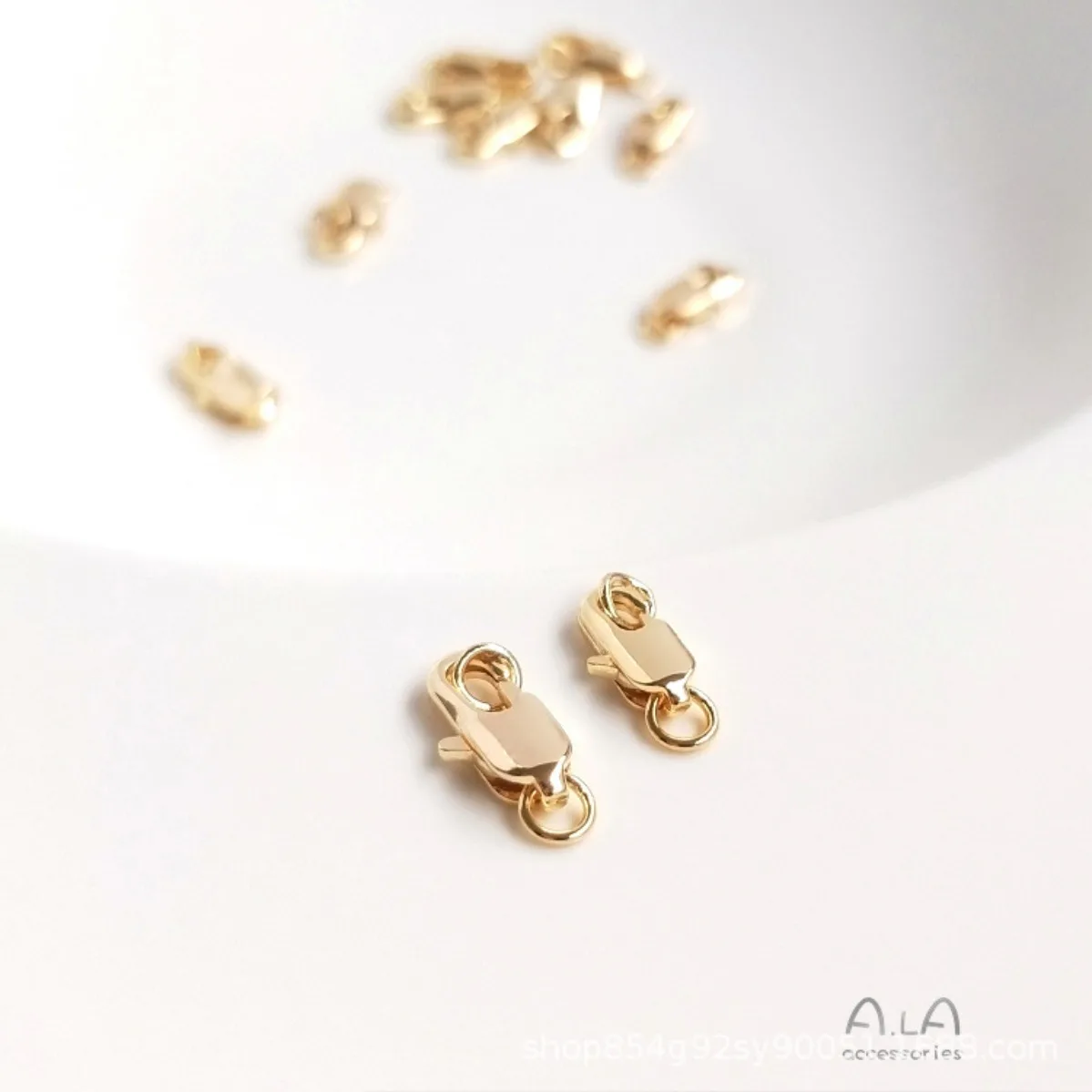 Brass 14K Gold Plated Bead DIY Fish Tail Lobster Spring Clasp Bracelet Jewelry Connector Findings