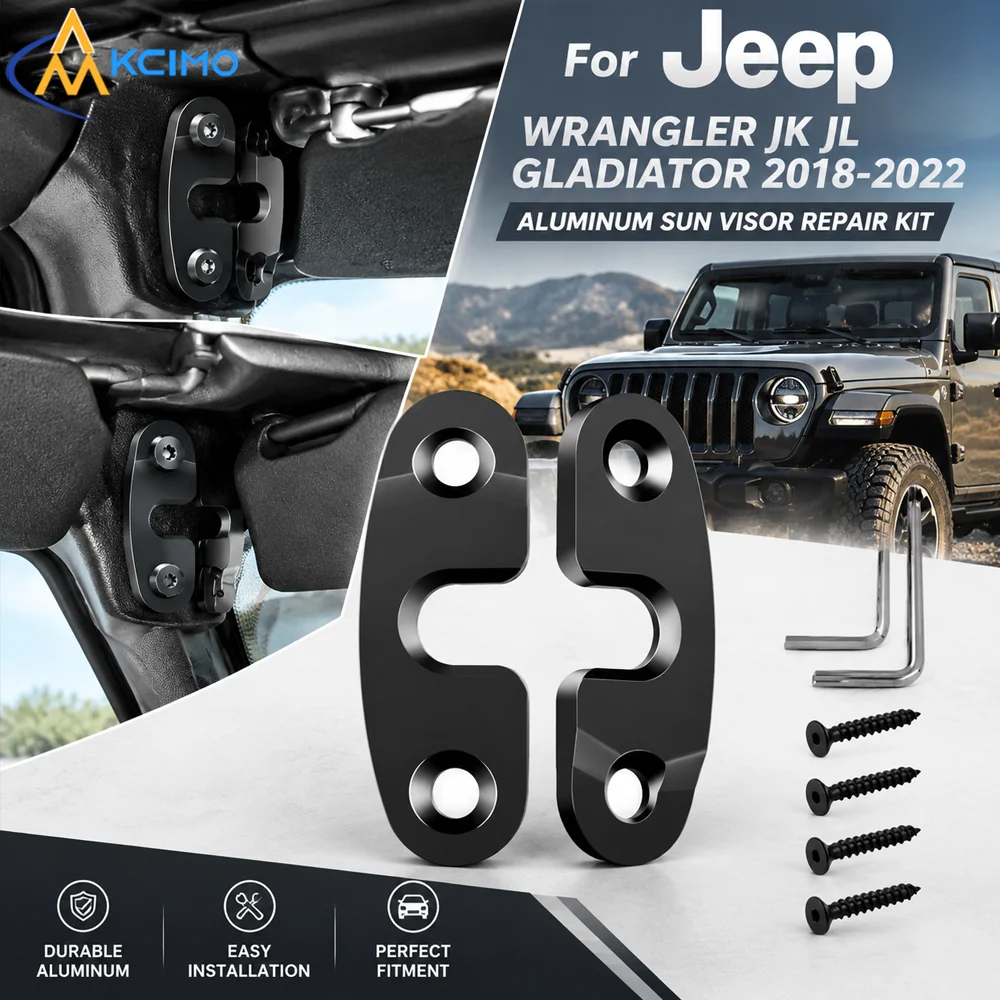 Aluminum Reinforced Sunshade Mount Clips, Sun Visor Sag Repair Hardware Set Fit For Jeep Wrangler JK JL Gladiator 2018-2022