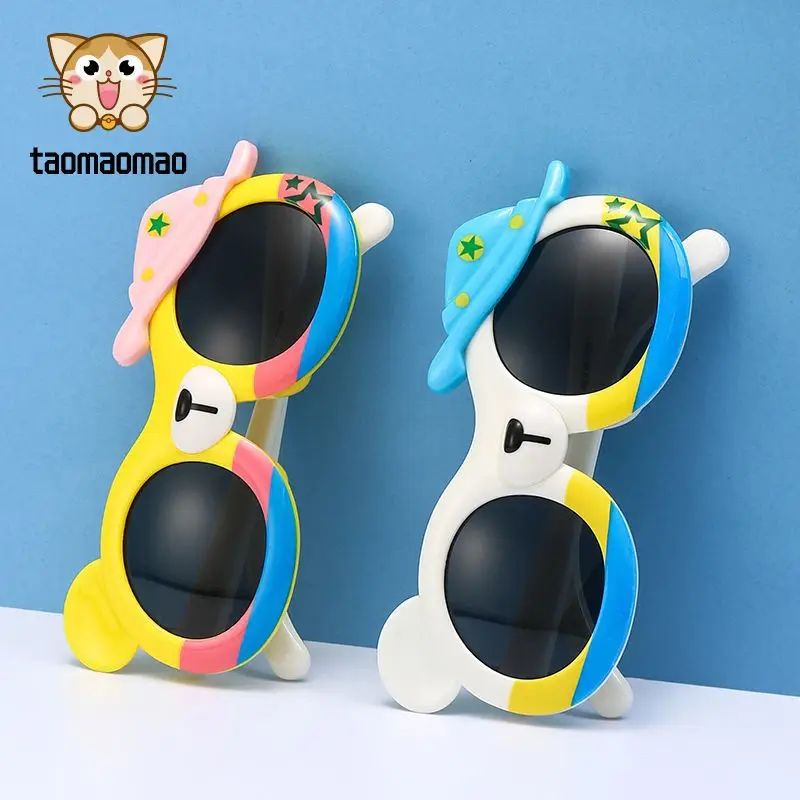 Little Bear Hat Cartoon Kids Polarized Sun Glasses Kids Cute Baby Eyewear Trend Girls Boy Uv400 Eyeglasses