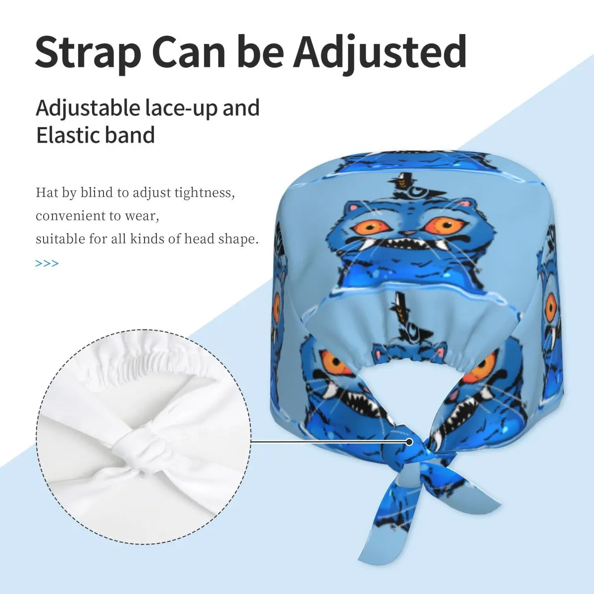 Verpleging Hoeden KPop Demon Hunters Werk Scrubs Hoed Medische Hoed Comfortabel Elastisch Voor Unisex Vrouwen Bandage Tie Terug Patroon Werken Cap