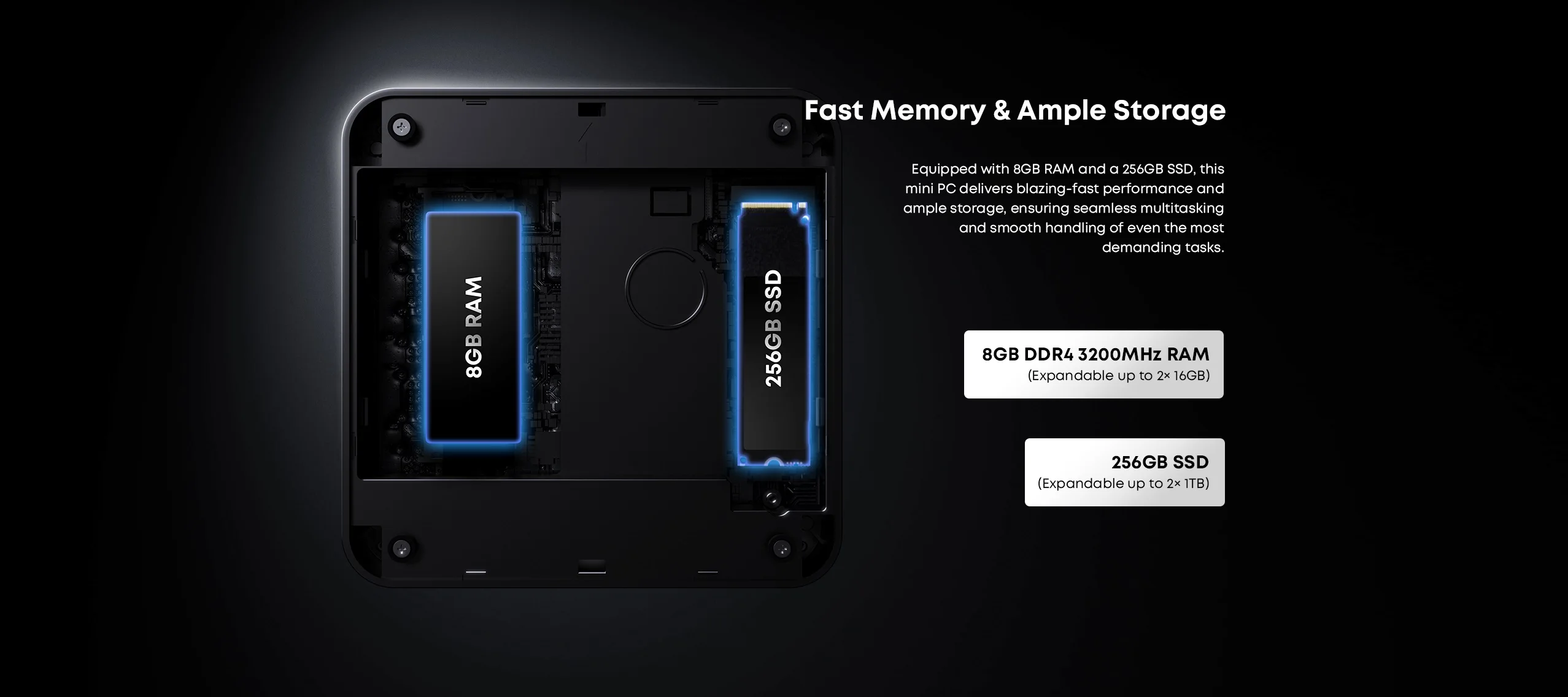CHUWI LarkBox X Mini PC 8GB RAM 256GB SSD Intel i3-1220P UHD Graphics for 12th Gen Intel Processors WiFi 6 Desktop Computer