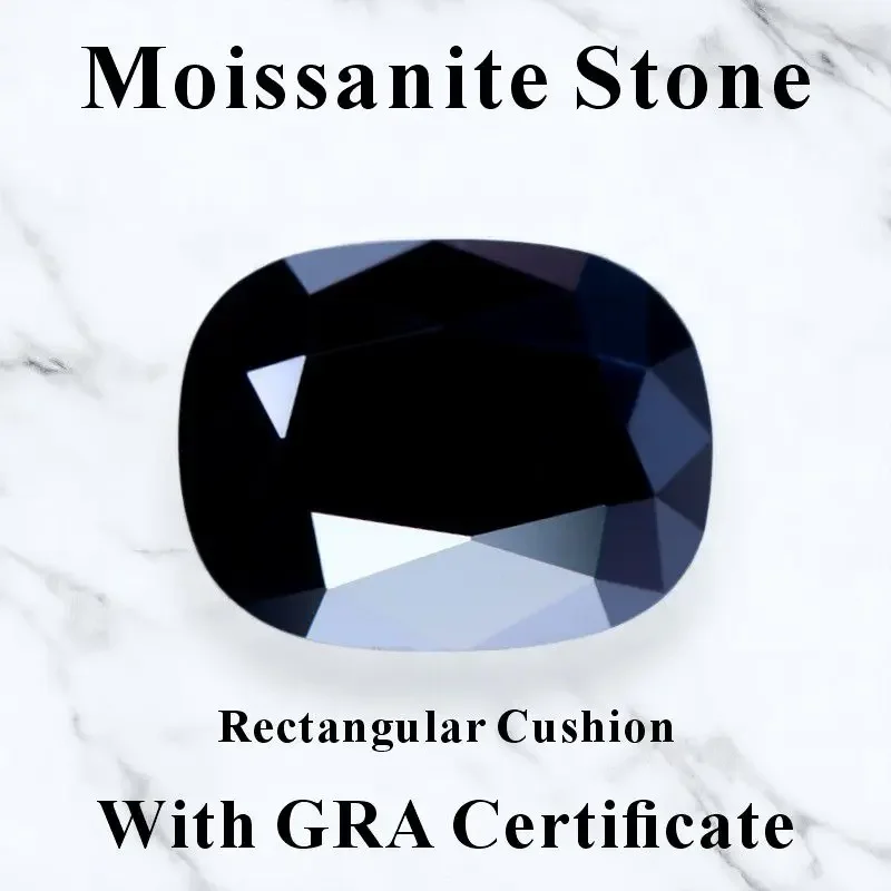 

Natural Black Color Moissanite Stone Rectangular Cushion CutDIY Charms Ring Necklace Earrings Main Materials with Certificate